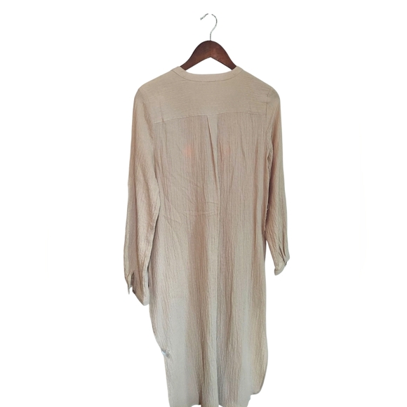 Boho Beige Gauzey Beachy Cotton Maxi Dress - Picture 4 of 6